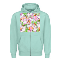 Seafoam Easter Bunnies With Carrots Seamless Pattern Zipper Hoodie - BundleAndBundleShop