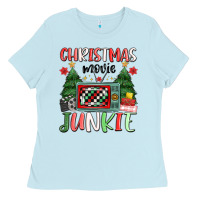 Baby Blue Christmas movie junkie Ladies Tee - MaliasSmallBusiness