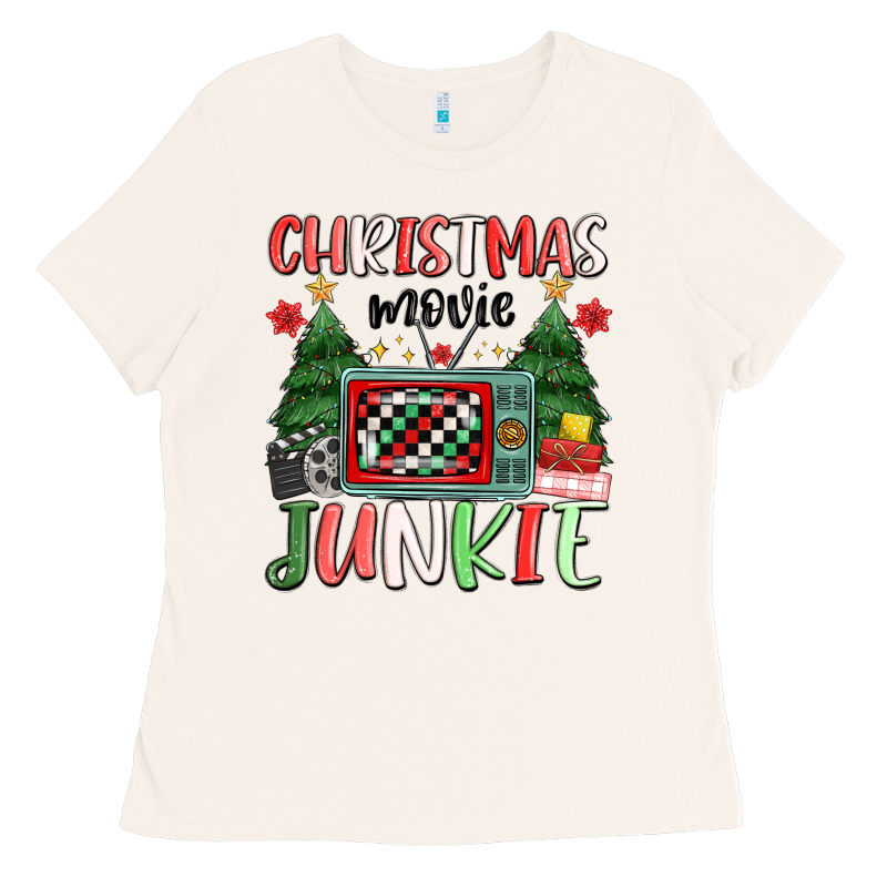 Christmas Movie Junkie Ladies Tee by MaliasSmallBusiness | Teevron