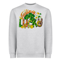 Heather Grey Feeling lucky St. Patrick's Day Heavyweight Sweatshirt - CowGirlArtShop