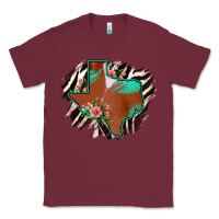 Burgundy Western Horsehide Texas Flag Classic Tee - Bettercallsaul