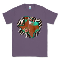 Lavender Western Horsehide Texas Flag Classic Tee - Bettercallsaul
