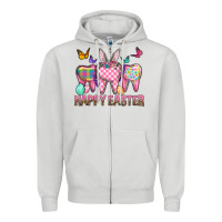 Dove Grey Happy Easter Dental And Egg Zipper Hoodie - BundleAndBundleShop