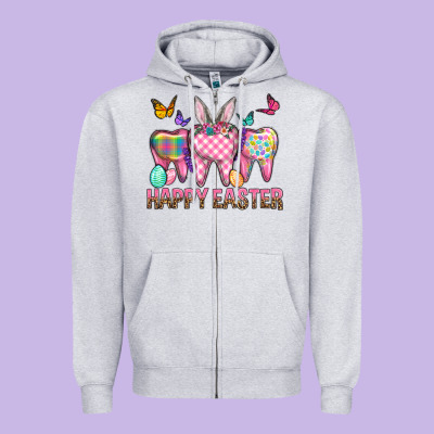 Happy Easter Dental And Egg Zipper Hoodie Designed By Bundleandbundleshop