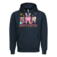Navy Happy Easter Dental And Egg Zipper Hoodie - BundleAndBundleShop