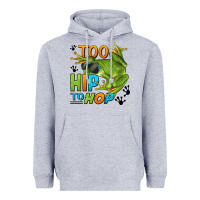 Heather Grey too hip to hop frog Heavyweight Hoodie - LillyAllenDesigns