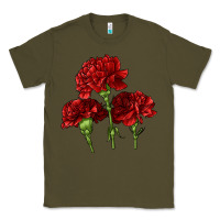 Army Green Scarlet Red Carnation Illustrations Classic Tee - LillyAllenDesigns