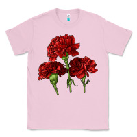 Bubblegum Pink Scarlet Red Carnation Illustrations Classic Tee - LillyAllenDesigns