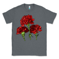 Charcoal Heather Scarlet Red Carnation Illustrations Classic Tee - LillyAllenDesigns
