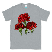 Heather Grey Scarlet Red Carnation Illustrations Classic Tee - LillyAllenDesigns