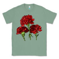 Sage Scarlet Red Carnation Illustrations Classic Tee - LillyAllenDesigns