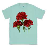 Seafoam Scarlet Red Carnation Illustrations Classic Tee - LillyAllenDesigns