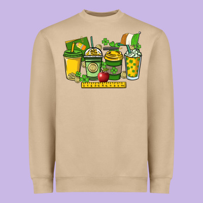 St. Patrick's Day Teacher Coffee Cups Heavyweight Sweatshirt Designed By Howdyjamesfarm