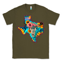 Army Green Western Sunflower, Rose, Gemstsone, Turquoise Bull Skull Classic Tee - Bettercallsaul