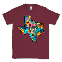 Burgundy Western Sunflower, Rose, Gemstsone, Turquoise Bull Skull Classic Tee - Bettercallsaul