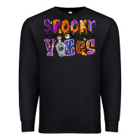 Black Spooky Vibes Premium Sweatshirt - CowhideDigitalArt