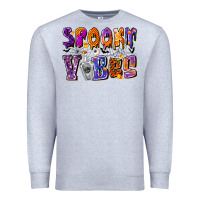 Heather Grey Spooky Vibes Premium Sweatshirt - CowhideDigitalArt