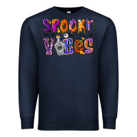 Navy Spooky Vibes Premium Sweatshirt - CowhideDigitalArt