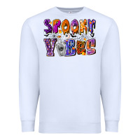 White Spooky Vibes Premium Sweatshirt - CowhideDigitalArt