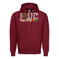 Burgundy Easter love dog paw Zipper Hoodie - BundleAndBundleShop