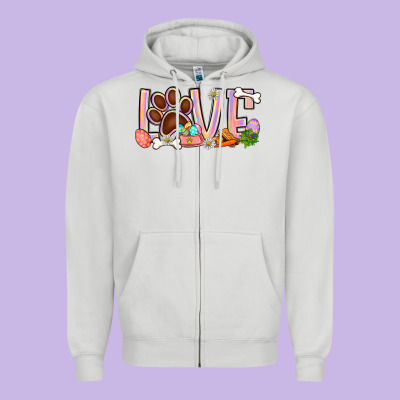 Easter Love Dog Paw Zipper Hoodie Designed By Bundleandbundleshop