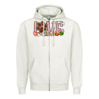 Oatmeal Heather Easter love dog paw Zipper Hoodie - BundleAndBundleShop