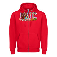 Red Easter love dog paw Zipper Hoodie - BundleAndBundleShop