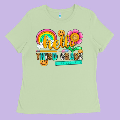 Hello Third Grade Ladies Tee Designed By Nancycooperartshop