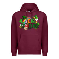 Burgundy lucky teacher St. Patricks Day Premium Hoodie - FaDigitalArtStudio