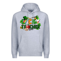 Heather Grey lucky teacher St. Patricks Day Premium Hoodie - FaDigitalArtStudio