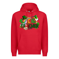 Red lucky teacher St. Patricks Day Premium Hoodie - FaDigitalArtStudio