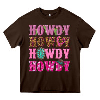 Chocolate Brown pink howdy howdy howdy Heavy Core Tee - NancyCooperArtShop
