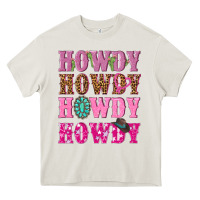 Cream pink howdy howdy howdy Heavy Core Tee - NancyCooperArtShop