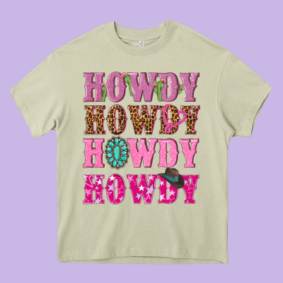 Pink Howdy Howdy Howdy Heavy Core Tee Designed By Nancycooperartshop