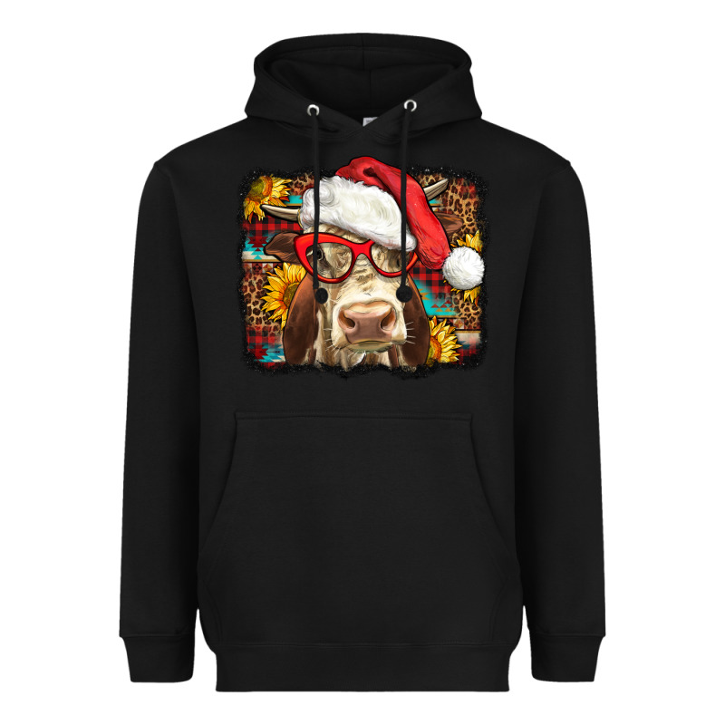 Christmas Cow Heavyweight Hoodie by LillyAllenDesigns | Teevron