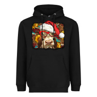Black Christmas Cow Heavyweight Hoodie - LillyAllenDesigns