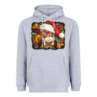 Heather Grey Christmas Cow Heavyweight Hoodie - LillyAllenDesigns