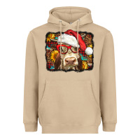 Mushroom Christmas Cow Heavyweight Hoodie - LillyAllenDesigns