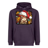 Plum Christmas Cow Heavyweight Hoodie - LillyAllenDesigns