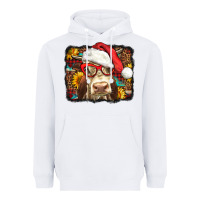 White Christmas Cow Heavyweight Hoodie - LillyAllenDesigns