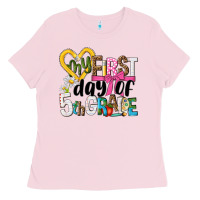 Bubblegum Pink my first day of 5th grade Ladies Tee - NancyCooperArtShop