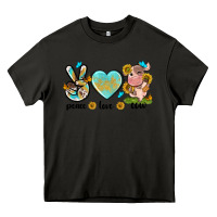 Asphalt peace love cute cow Heavy Core Tee - NancyCooperArtShop