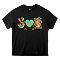Black peace love cute cow Heavy Core Tee - NancyCooperArtShop