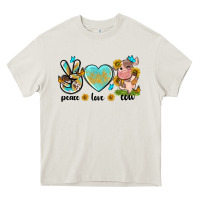 Cream peace love cute cow Heavy Core Tee - NancyCooperArtShop