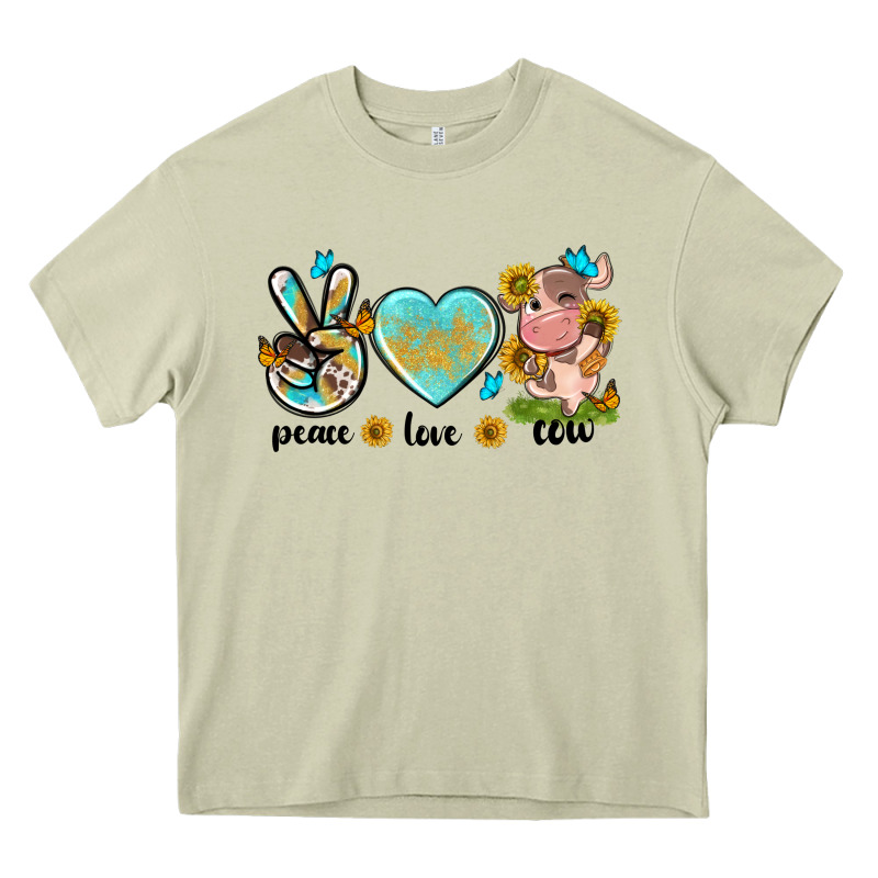 Peace Love Cute Cow Heavy Core Tee by NancyCooperArtShop | Teevron