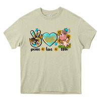 Mossy peace love cute cow Heavy Core Tee - NancyCooperArtShop