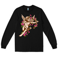 Black Cupid with rose Valentine's Day Long Sleeve Tee - HowdyJamesFarm