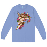 Colony Blue Cupid with rose Valentine's Day Long Sleeve Tee - HowdyJamesFarm