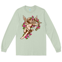Matcha Cupid with rose Valentine's Day Long Sleeve Tee - HowdyJamesFarm