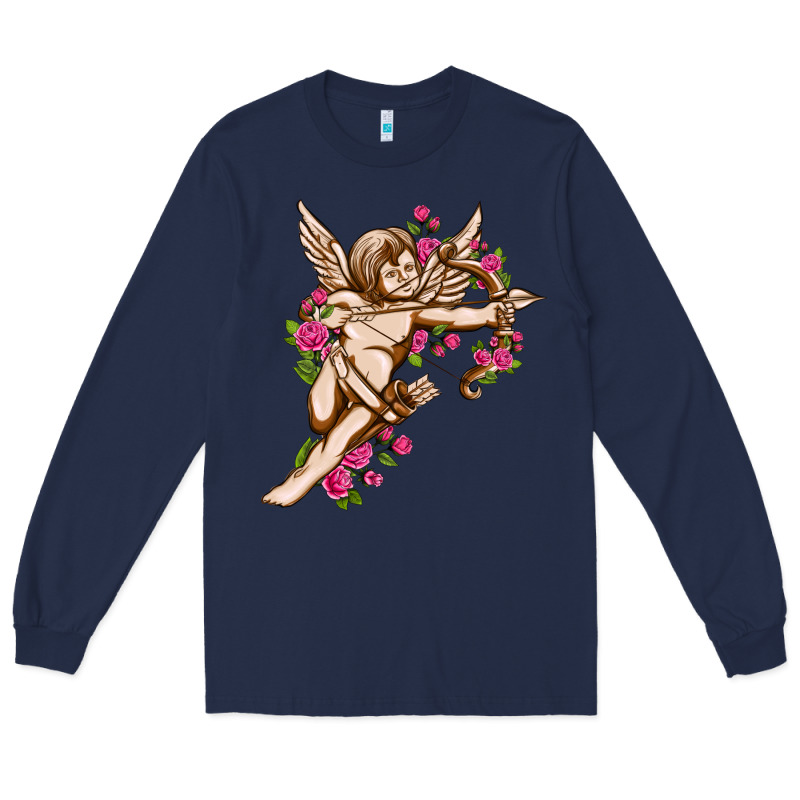 Cupid With Rose Valentine's Day Long Sleeve Tee by HowdyJamesFarm | Teevron